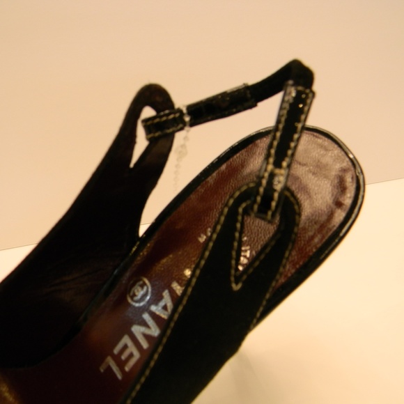 NEW RARE Chanel suede heeled slingbacks 37.5, 7.5 - Picture 3 of 8